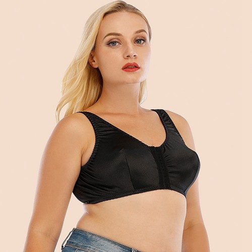 Plus Satin Ruched Wireless High Support Bra